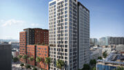 Mission Bay Block 4 East aerial view of Phase Two, rendering by Perry Architects and Y.A. Studio