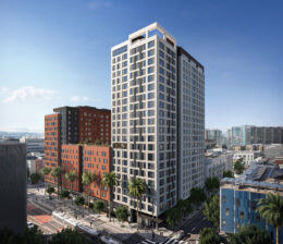 Mission Bay Block 4 East aerial view of Phase Two, rendering by Perry Architects and Y.A. Studio