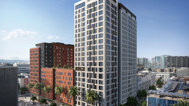 Mission Bay Block 4 East aerial view of Phase Two, rendering by Perry Architects and Y.A. Studio