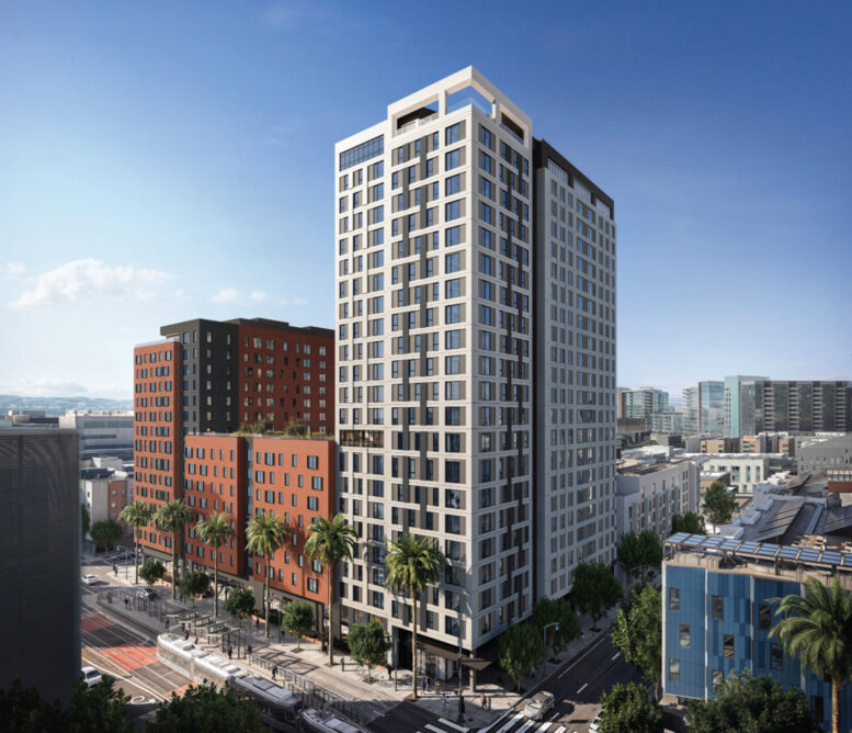 Mission Bay Block 4 East aerial view of Phase Two, rendering by Perry Architects and Y.A. Studio