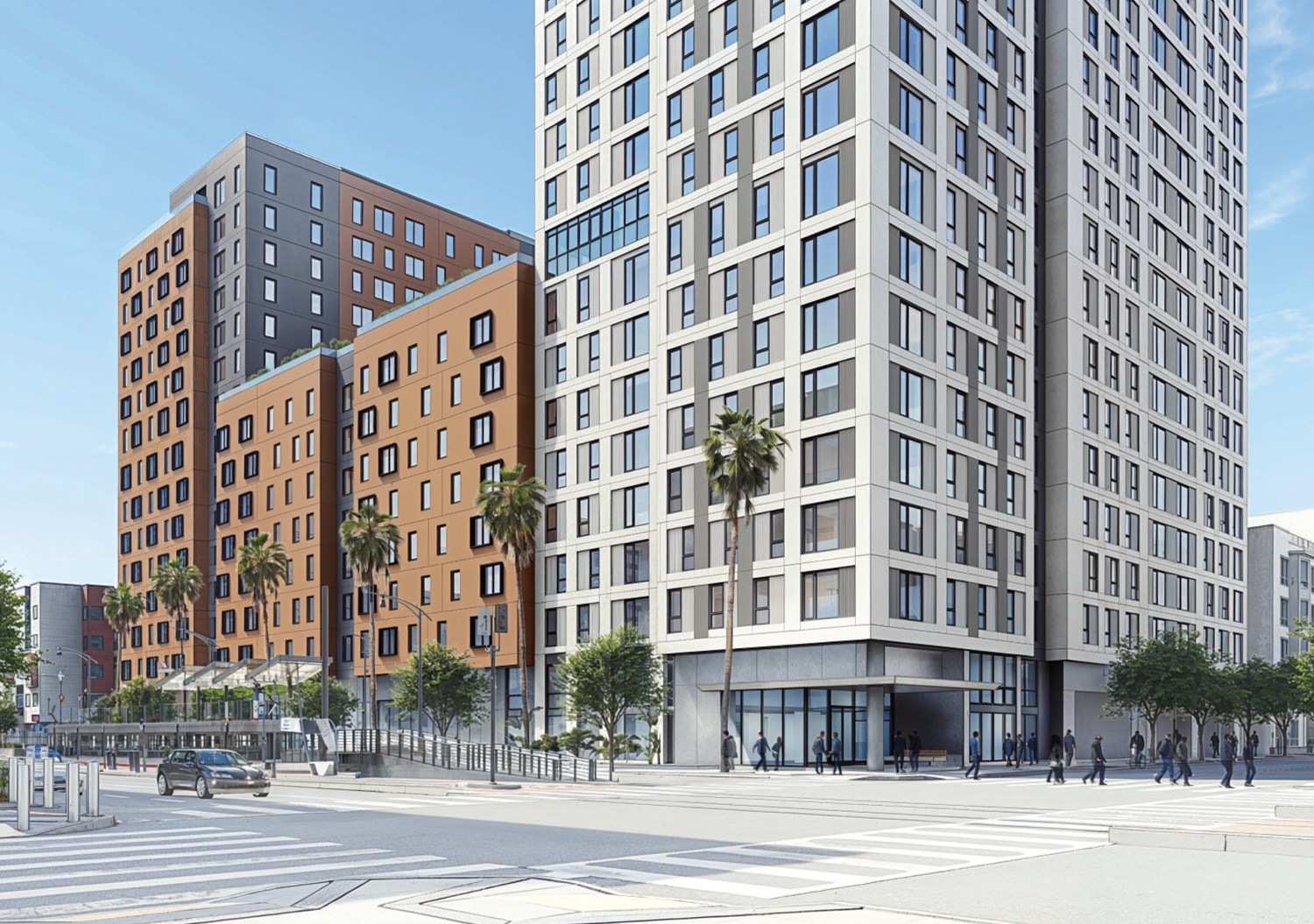 Mission Bay Block 4 East pedestrian view close to Phase Two, rendering by Perry Architects and Y.A. Studio