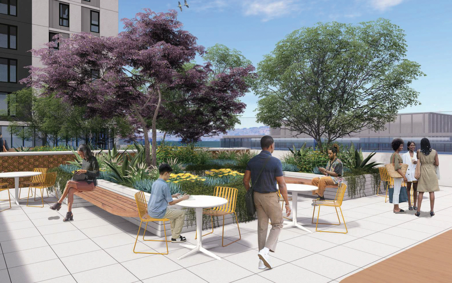 Mission Bay Block 4 East phase one tenth-floor terrace, rendering by Perry Architects and Y.A. Studio