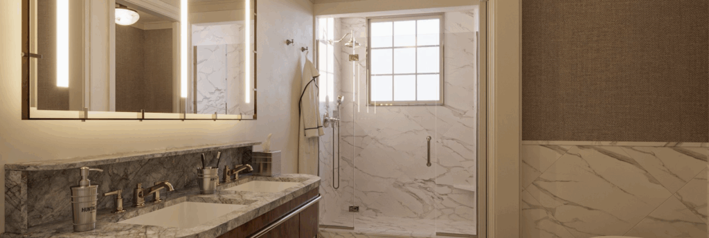 The Huntington Hotel Sample Bathroom, image via The Huntington Hotel