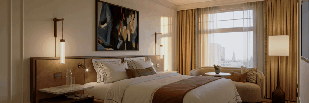 The Huntington Hotel Sample Bedroom, image via The Huntington Hotel