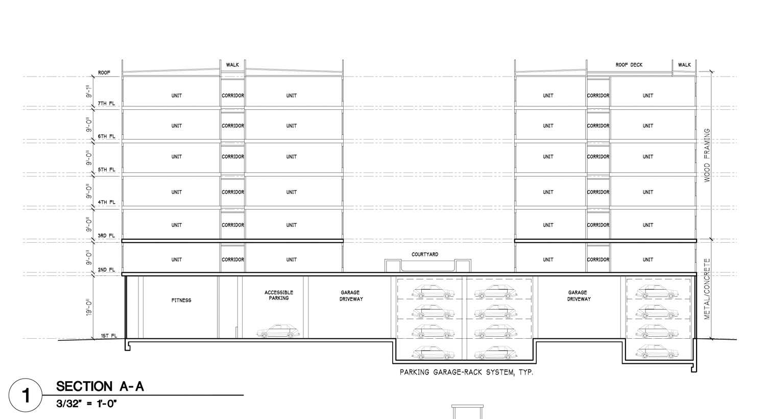 1000 South De Anza Boulevard vertical cross-section, illustration by LPMD Architects