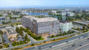 1301 Shoreway Road aerial overview, rendering by DGA