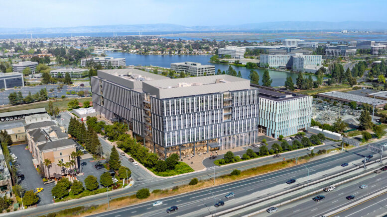 1301 Shoreway Road aerial overview, rendering by DGA