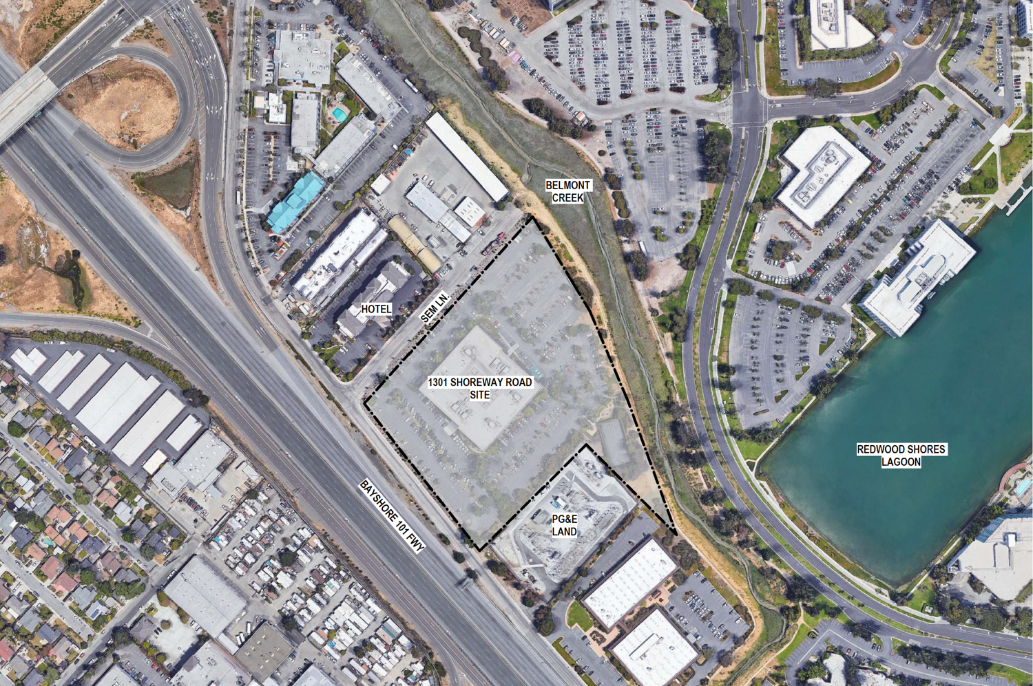 1301 Shoreway Road site map, illustration by DGA