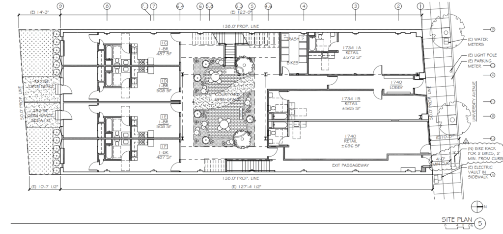 1740 University Avenue Site Plan, image by The Bay Architects
