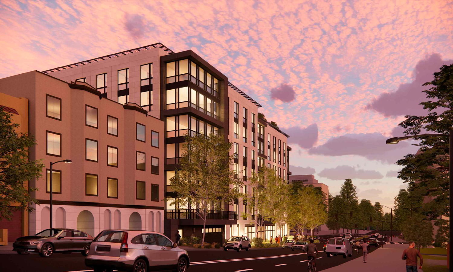 1899 Oxford Street golden-hour view, rendering by SDT Architects