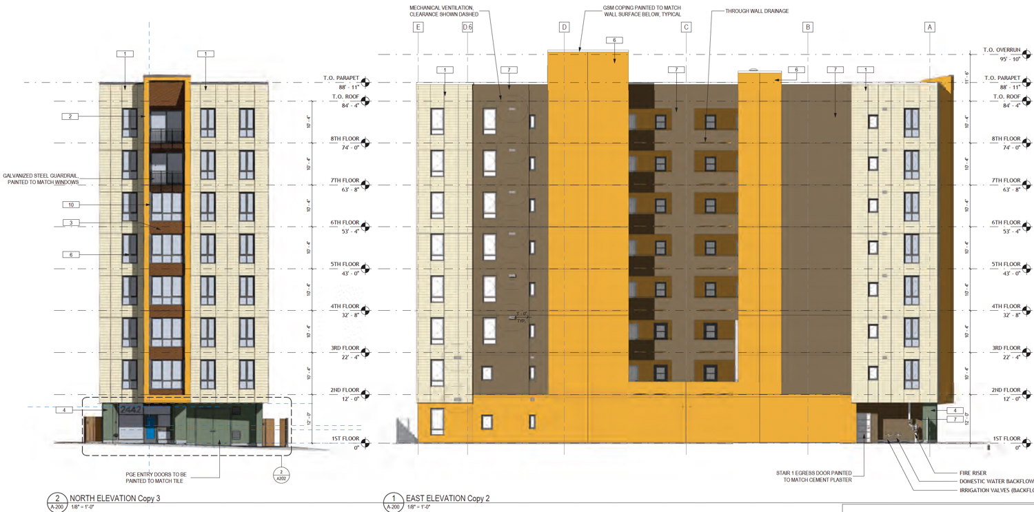 2442 Haste Street vertical facade elevation, illustration by Studio KDA