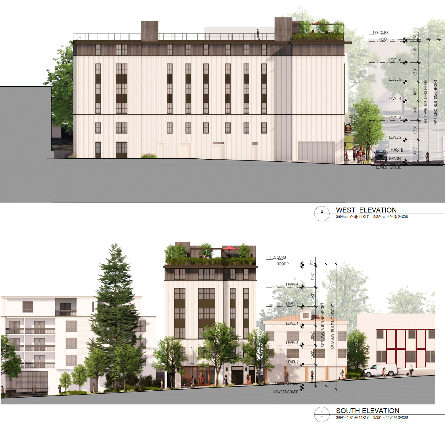 2727 Haste Street facade elevation, illustration by SDT Architects