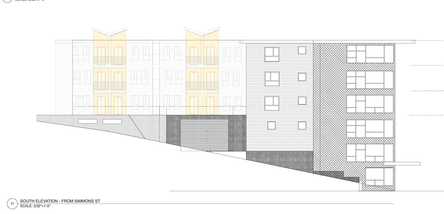 5091 MacArthur Boulevard south facade elevation, illustration by MBH Architects