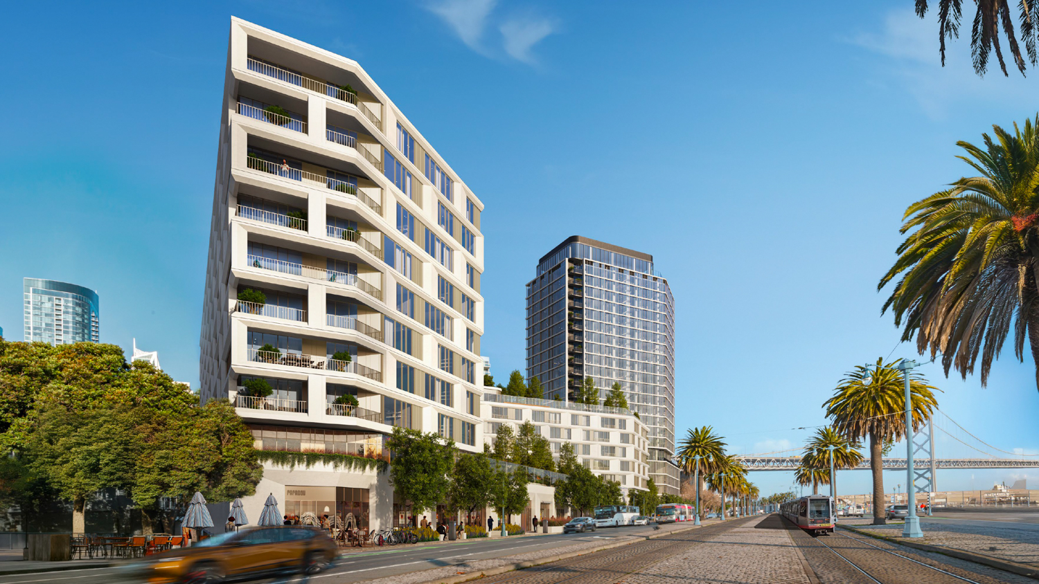 555 Beale Street Building 2 pedestrian view, design by Grimshaw and Perry Architects