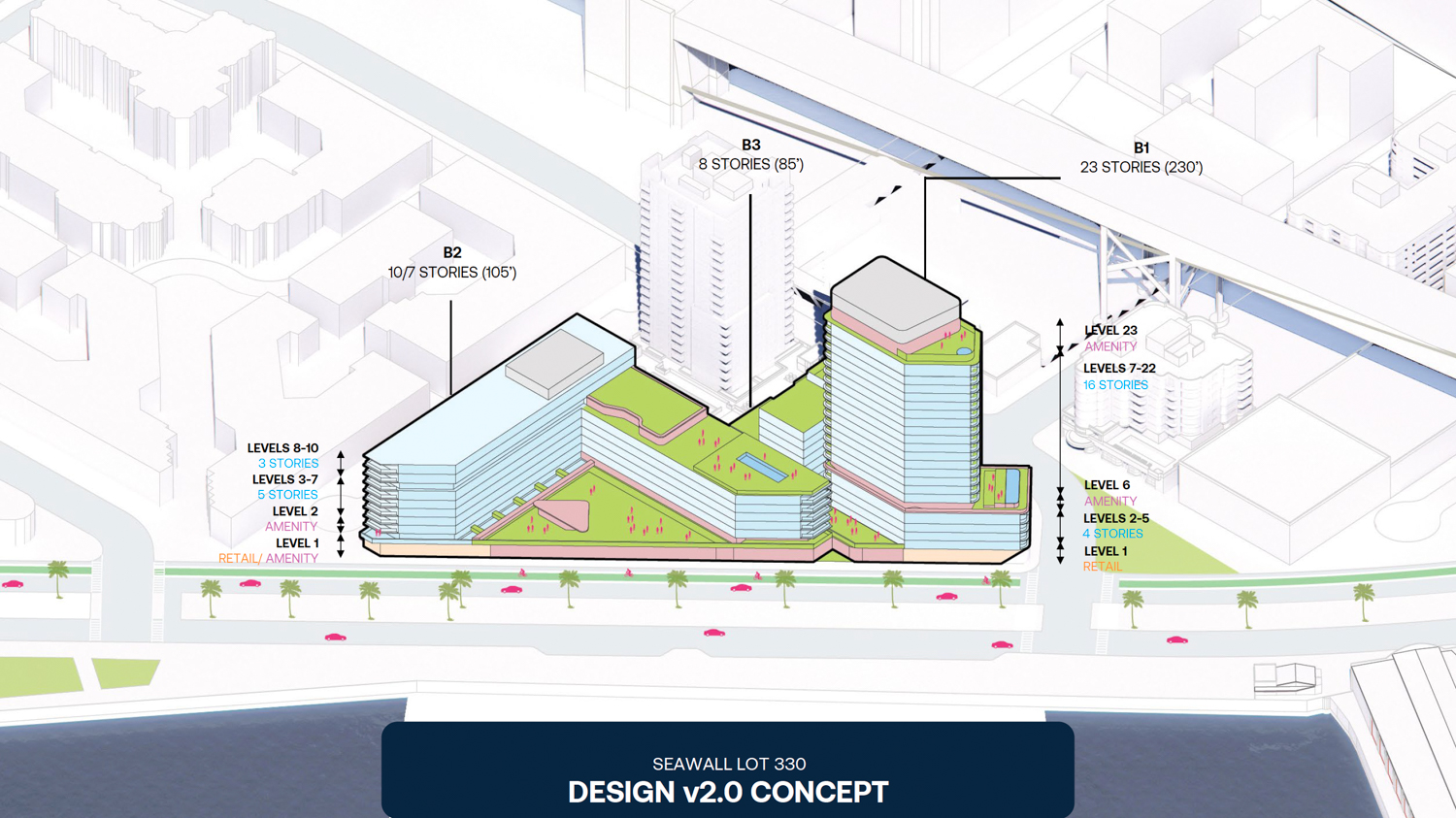 555 Beale Street updated design massing, design by Grimshaw and Perry Architects