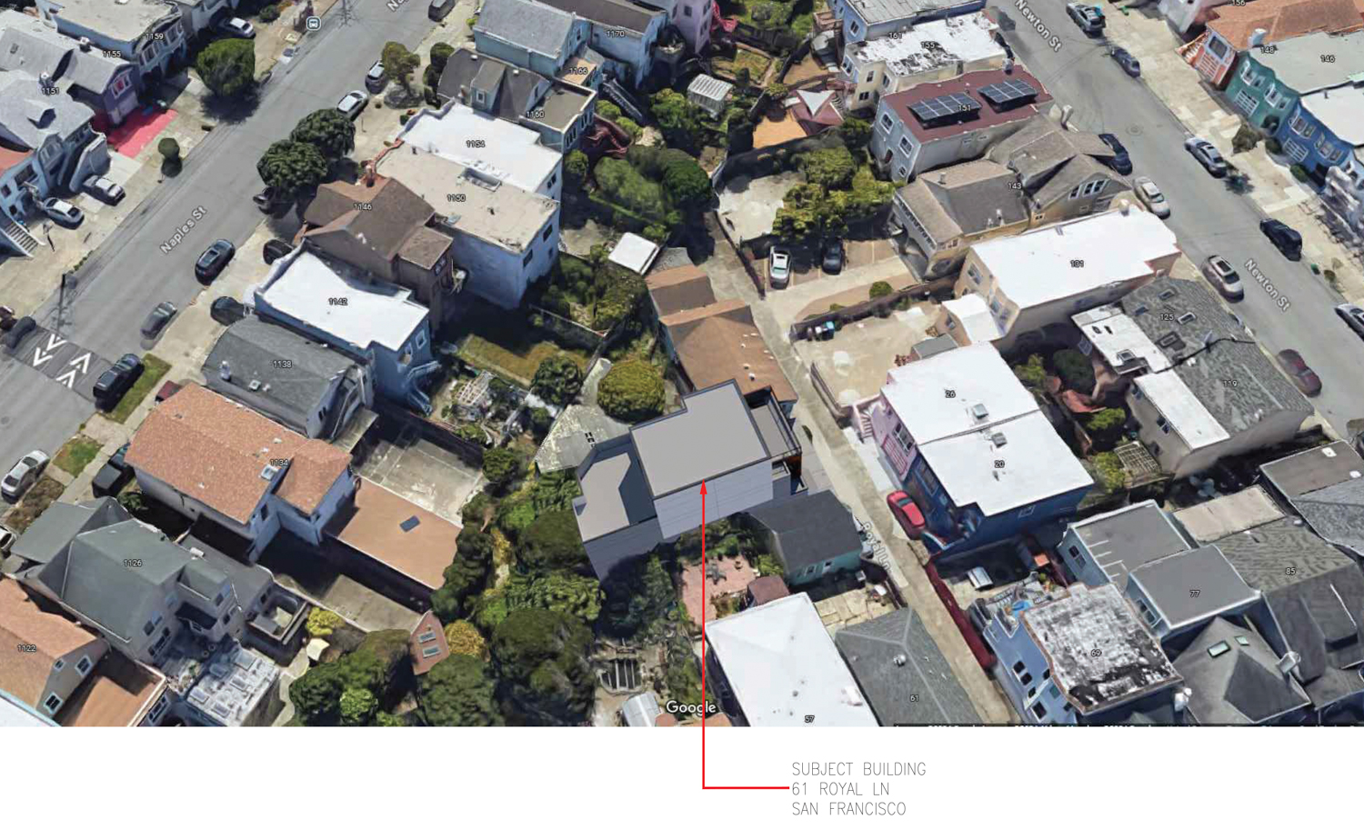 61 Royal Lane site with structure massing, illustration by Nie Yang Architects
