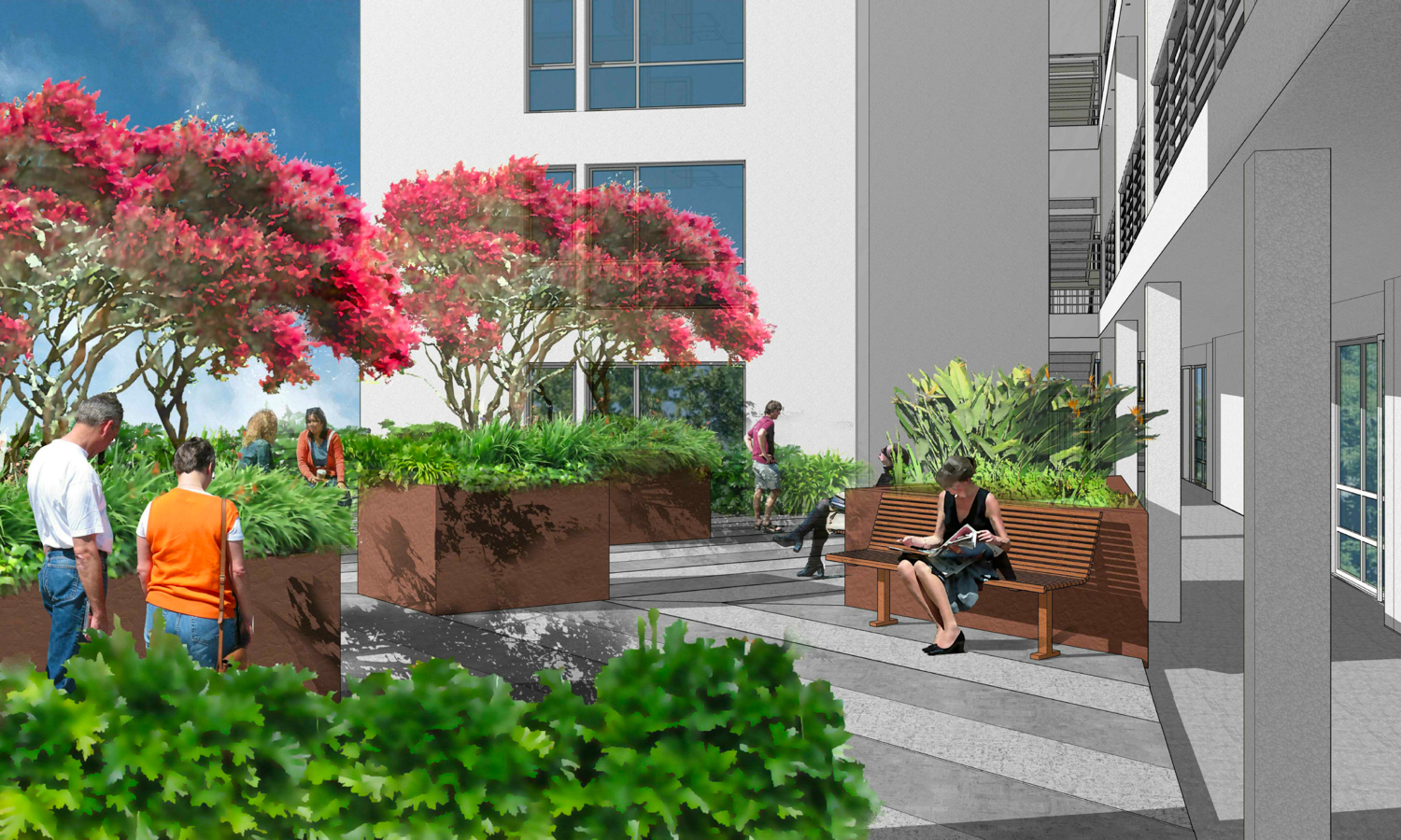 7954 MacArthur Boulevard second-floor community deck, rendering by Kodama Diseno Architects