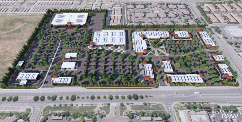 Agora at Natomas aerial overview, rendering by RMW Architecture + Interiors