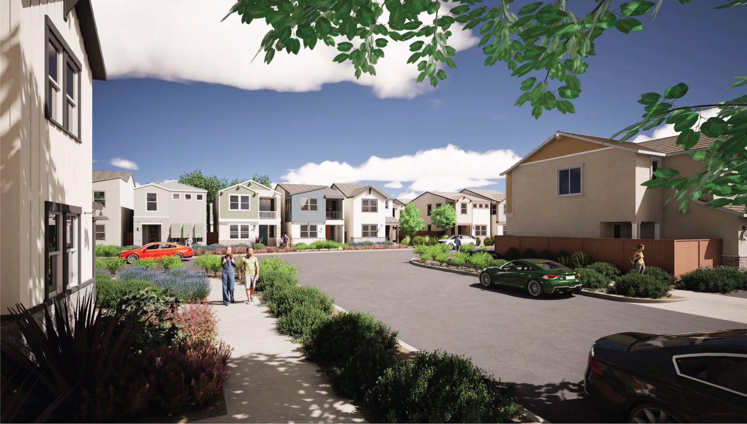Chelsea at Natomas road view, rendering by Jeffrey DeMure + Associates