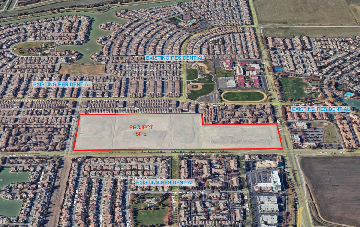 Natomas 38 aerial context, image via plan set