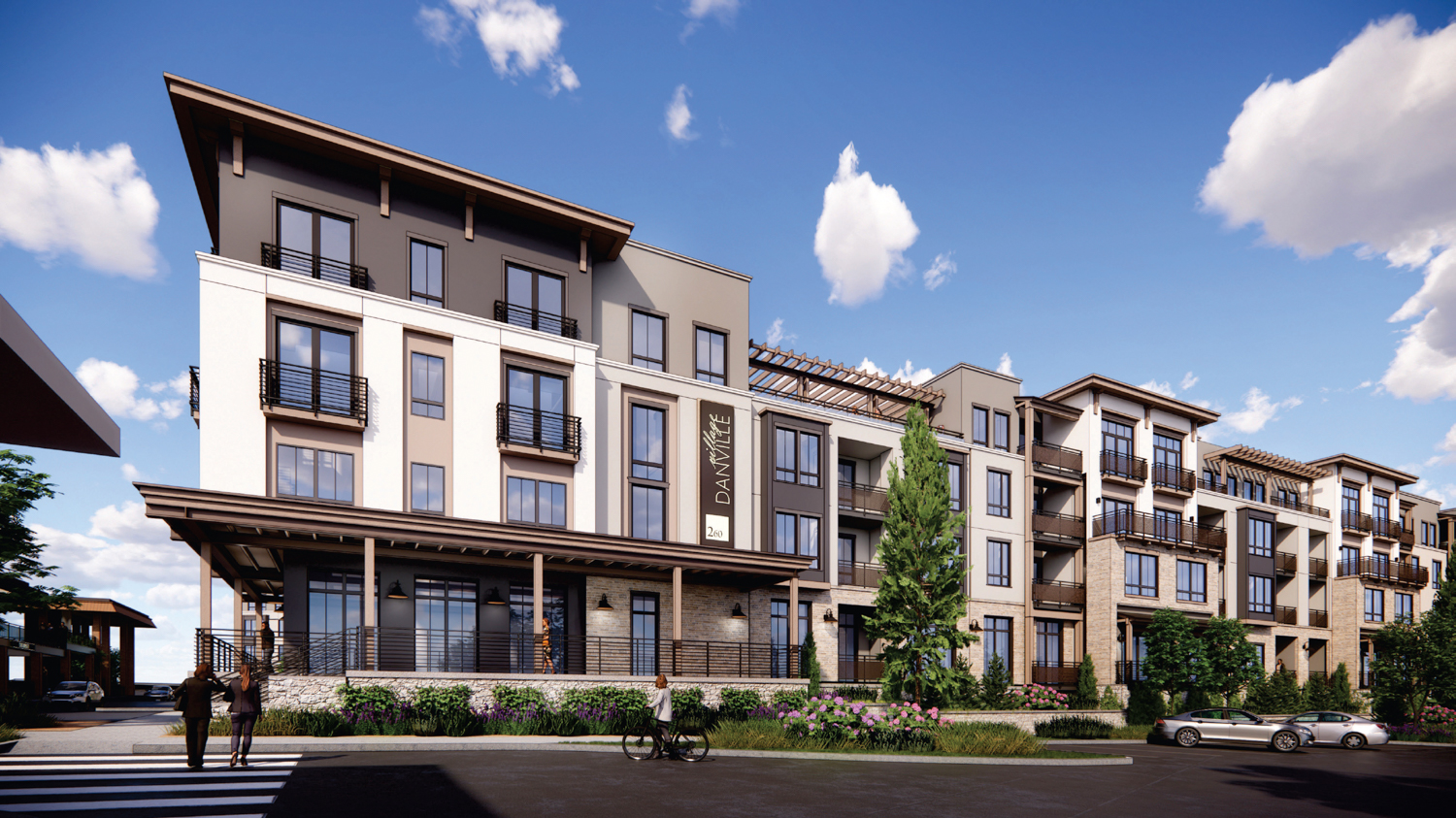 101-119 Town & Country Drive pedestrian view, rendering by LPAS Architecture + Design