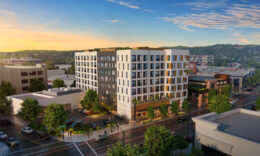 1532 Mount Diablo Boulevard aerial view, rendering by Perry Architects