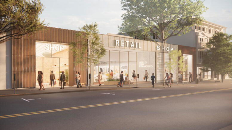 2055 Chestnut Street pedestrian view, rendering by Jensen Architects