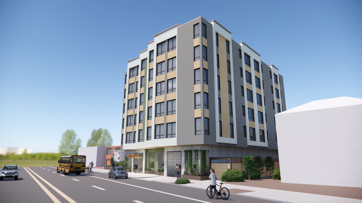 2712 Telegraph Avenue corner view, rendering by Studio KDA