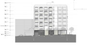 2800 Geary Boulevard south-facing facade, illustration by Kip Coleman Architecture