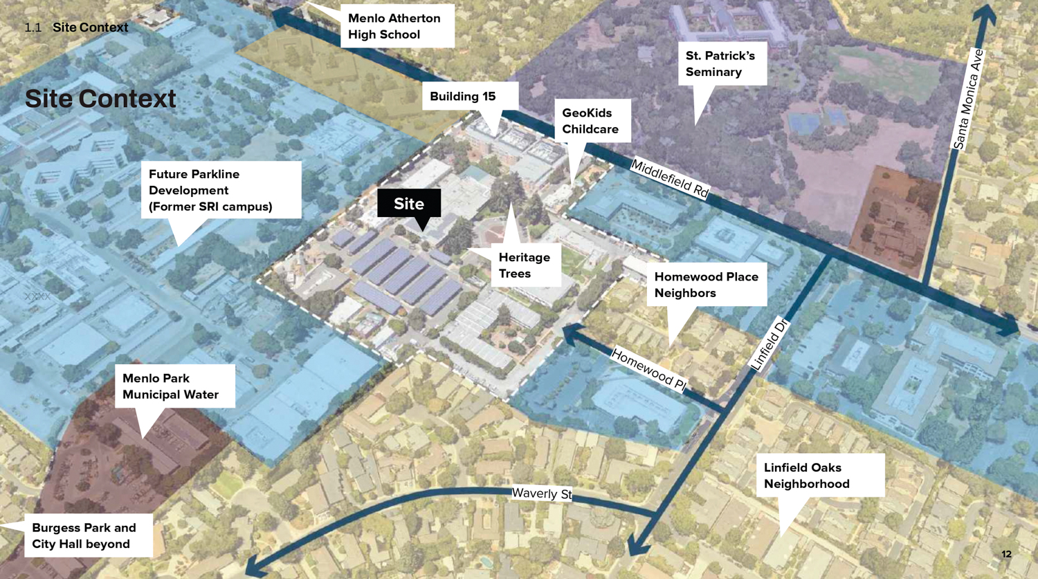 345 Middlefield Road aerial view of the neighborhood context, illustration courtesy Presidio Bay Ventures