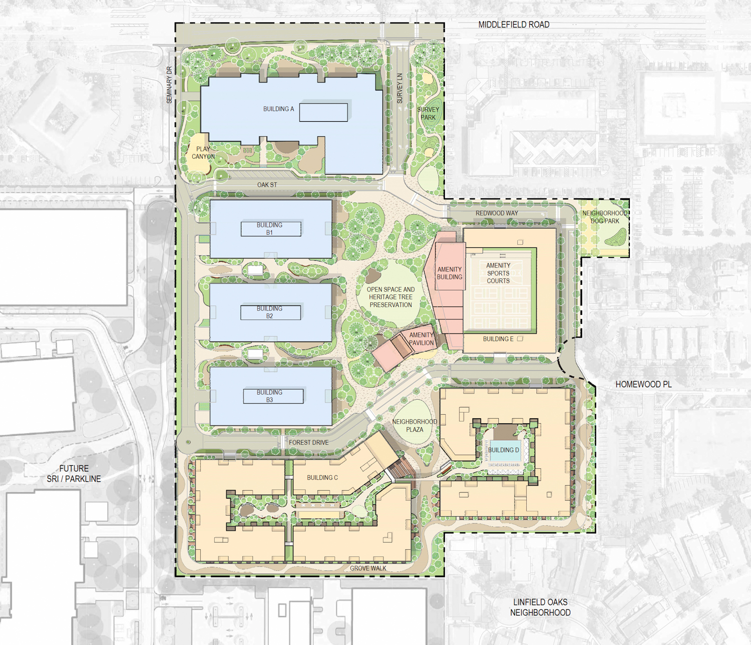 345 Middlefield Road site plan, illustration courtesy Presidio Bay Ventures