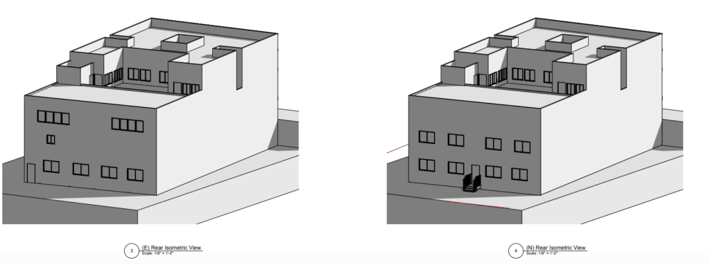 4758 Mission Street Proposed vs Existing Rear Exterior, image by RDK