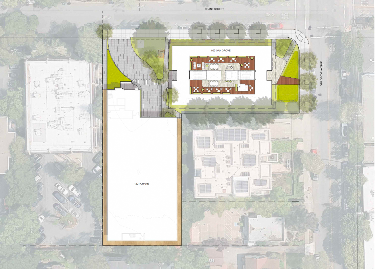800 Oak Grove and 1221 Crane Street site map, illustration via Prince Street Partners
