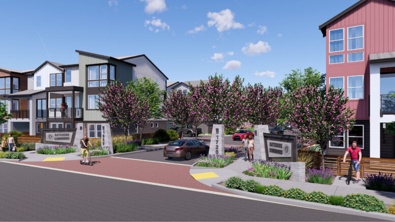 Bayshore Commons entrance, rendering by Dahlin Group