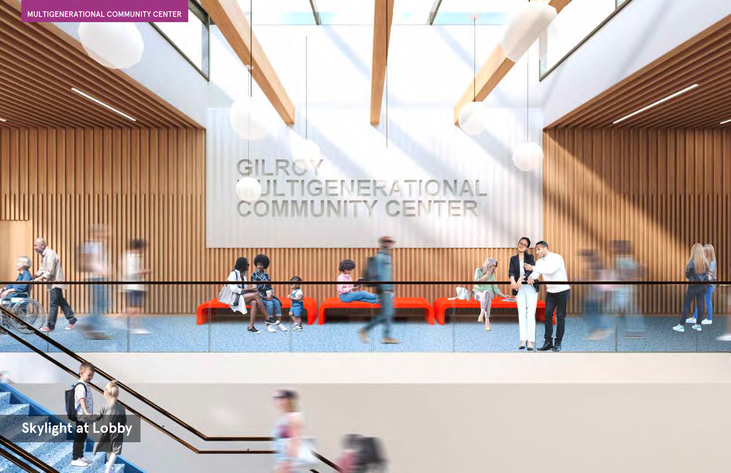 Gilroy Civic Center Master Plan community center interior, illustration by ELS Architecture and Urban Design