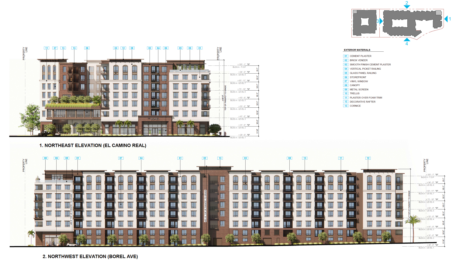 1700 El Camino Real apartments facade elevation, illustration by KTGY