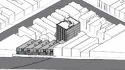 2335 Market Street aerial drawing, illustration by Kerman Morris Architects