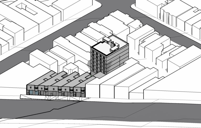 2335 Market Street aerial drawing, illustration by Kerman Morris Architects