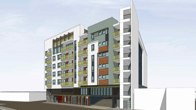 2555 Flores Street establishing view, rendering by DNA Design and Architecture