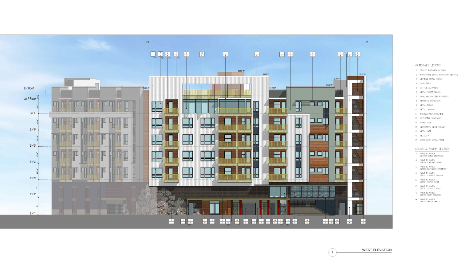 2555 Flores Street facade elevation, illustration by DNA Design and Architecture