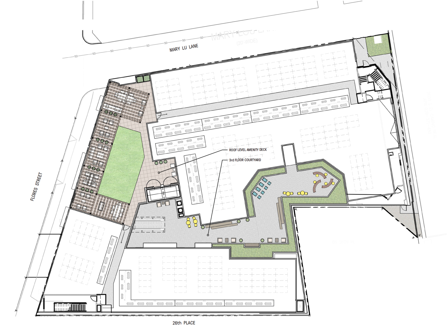 2555 Flores Street site map, illustration by DNA Design and Architecture