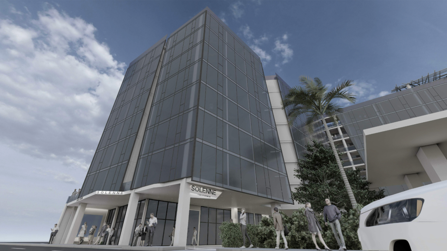 2820 South El Camino Real corner view overlooking the ECR, rendering by Costa Brown Architecture