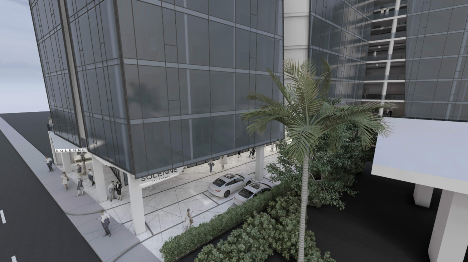 2820 South El Camino Real view of the retail parking spaces, rendering by Costa Brown Architecture