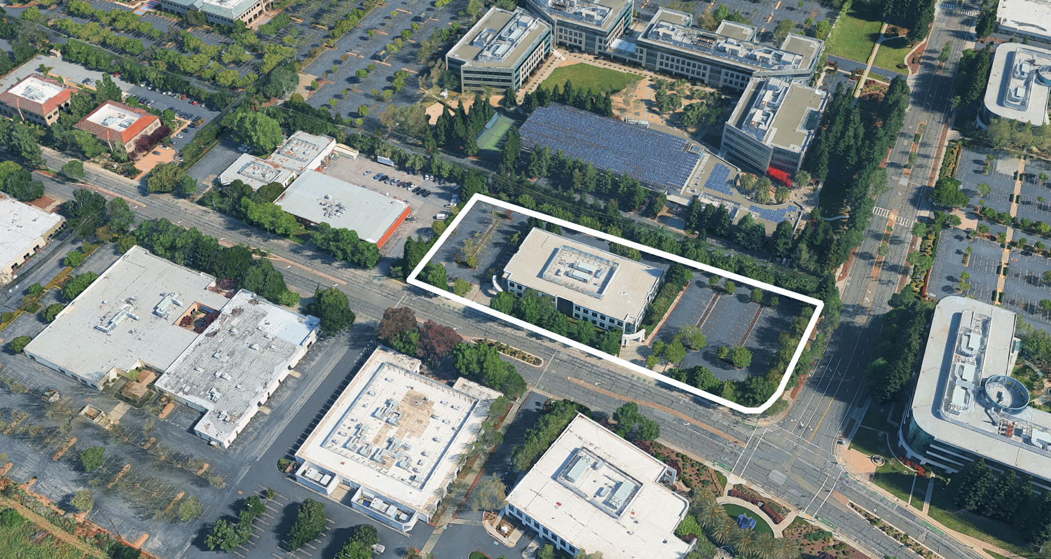 490 East Middlefield Road, image via Google Satellite outlined approximately by YIMBY