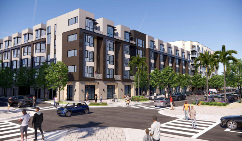Brooklyn Basin Parcel H phase one over 8th Avenue, rendering by TCA Architects