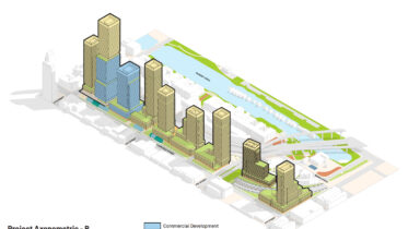 Caltrain San Francisco Railyards high-residential variant, illustration by Prologis