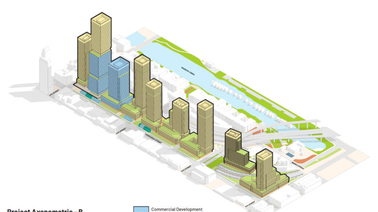 Caltrain San Francisco Railyards high-residential variant, illustration by Prologis