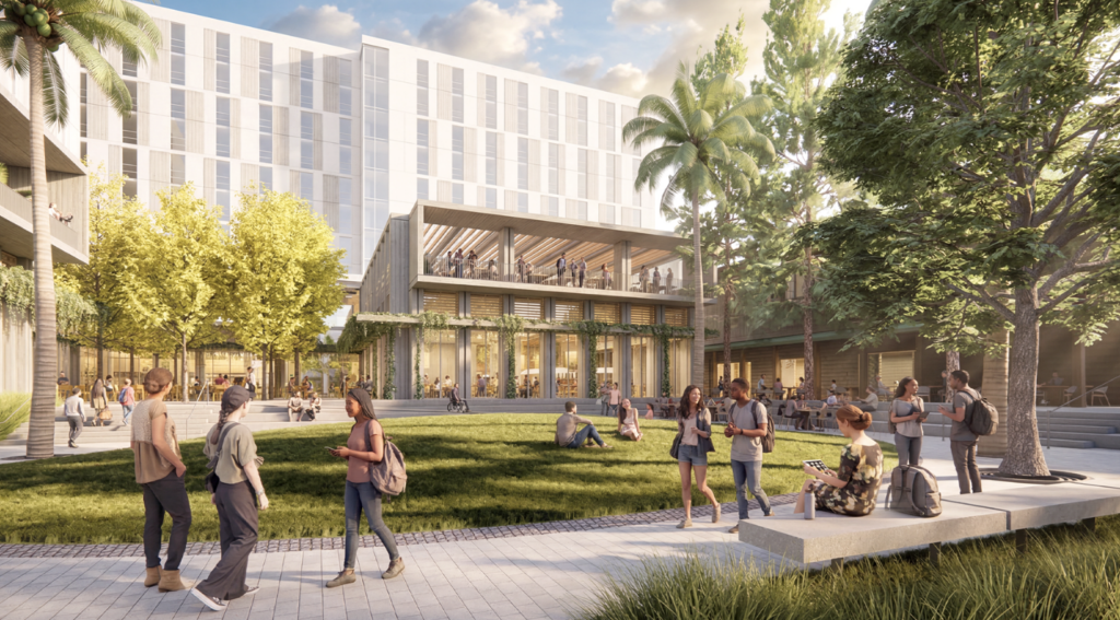 Channing-Bowdich Student Housing Courtyard Rendering, image by SOM