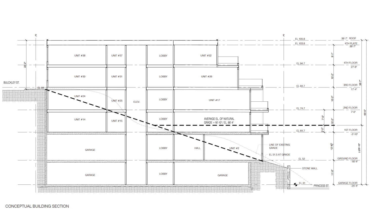Glen Bank vertical cross-section, illustration by Hunt Hale Jones Architects