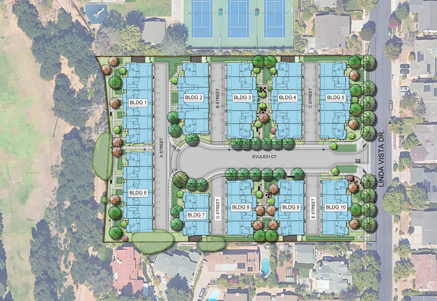 10857 Linda Vista Drive site plan, illustration by SDG Architects